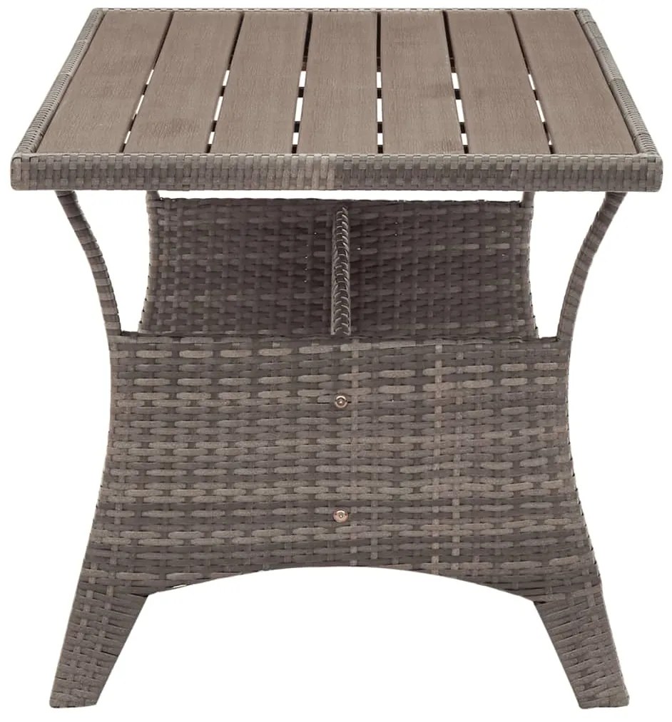 Mesa de jardim 120x70x66 cm vime PE cinzento