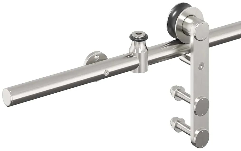 Kit ferragens p/ porta deslizante 183cm aço inoxidável prateado