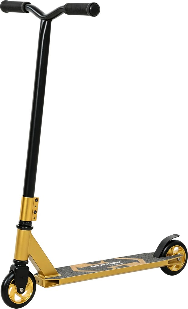 SPORTNOW Trotinete Acrobática para Truques com Plataforma em Alumínio, Rolamentos ABEC-7, Rodas 110 mm e Guiador 360°, Dourado | Aosom Portugal