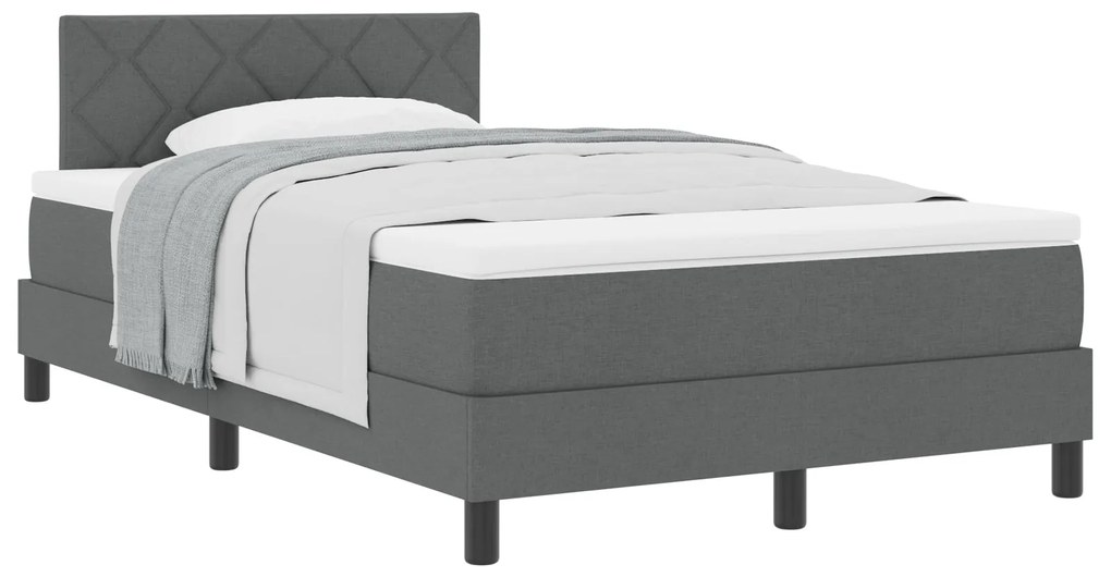 Cama Box Spring com Colchão Cinza Escuro 120x200 cm Tecido