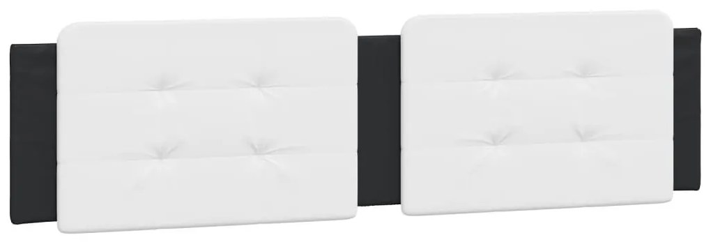 Estrutura cama c/ cabeceira 160x200cm couro artif. preto/branco