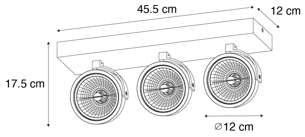 Foco de design bronze escuro 3-luzes rotativo e inclinável - Go