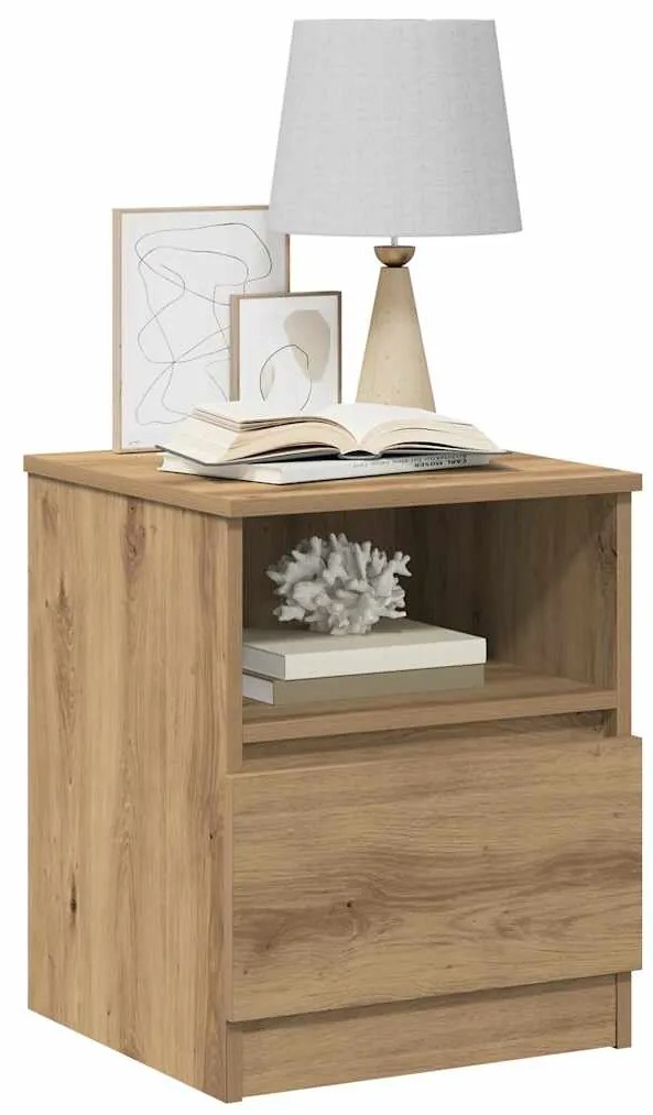 Mesa cabeceira 2pcs 40x40x50cm deriv.madeira carvalho artisiano