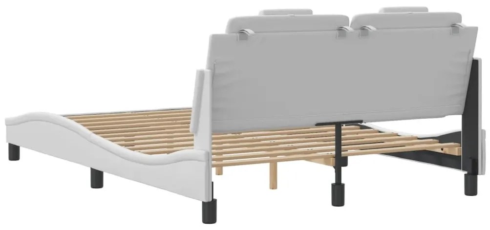 Estrutura de cama c/ luzes LED 120x200 cm couro artif. branco