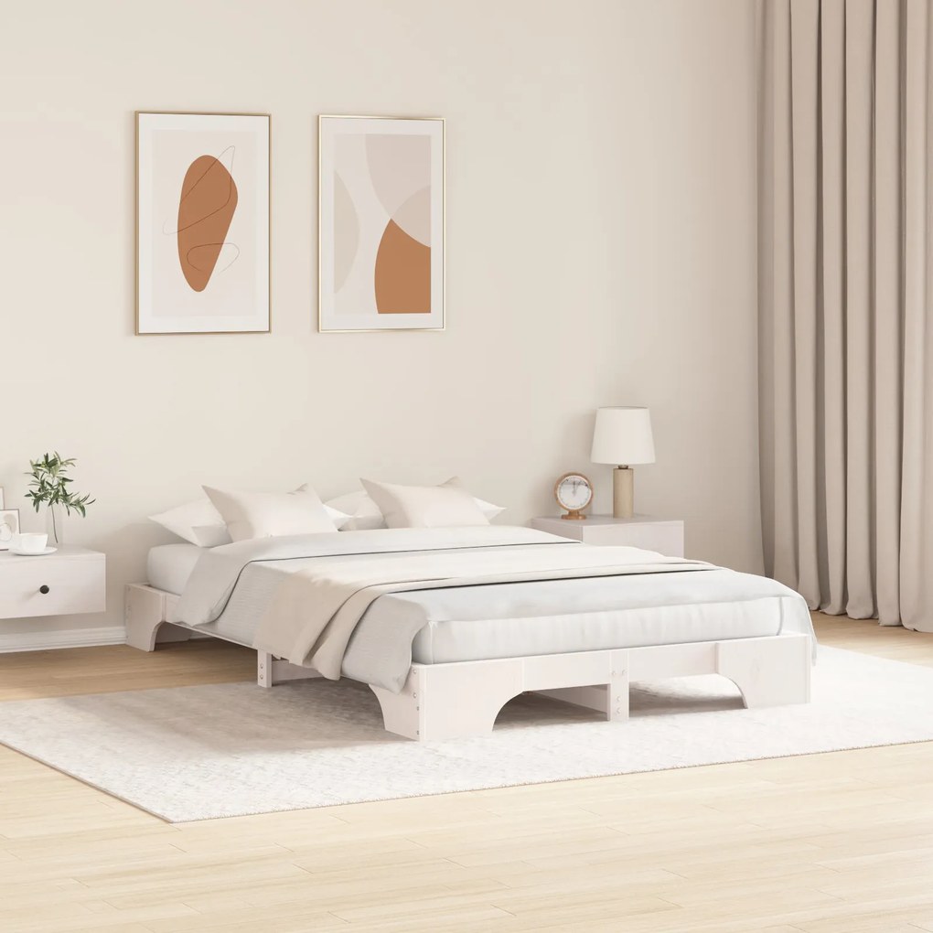 Estrutura de Cama Branca Madeira 140 x 190 cm Estrutura de Cama