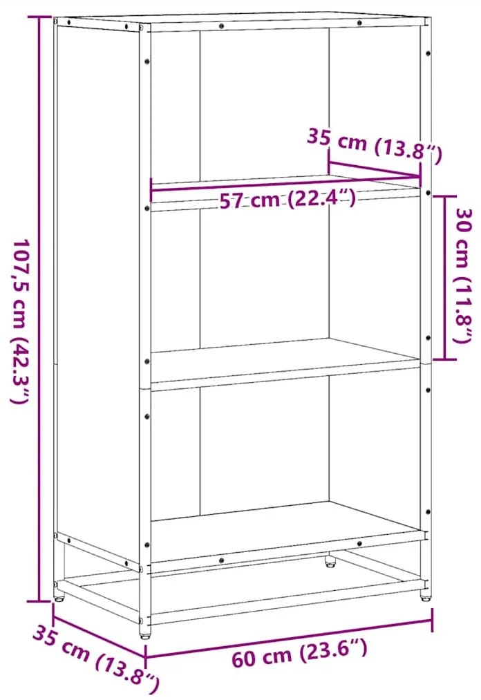 Estante 60x35x107,5 cm derivados madeira cor carvalho sonoma