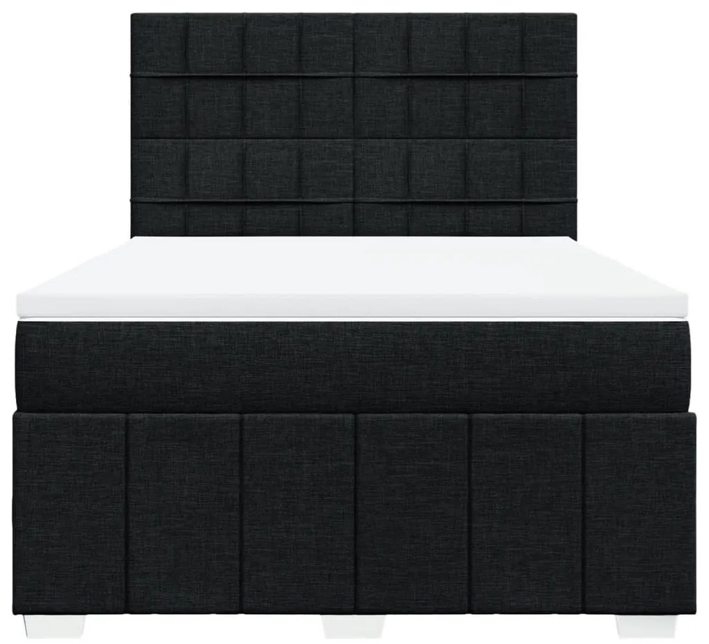 Cama com molas/colchão 140x190 cm tecido preto