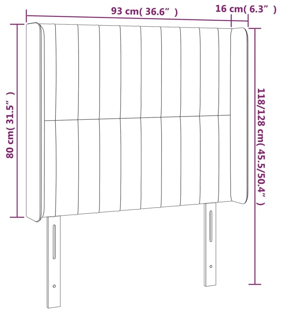 Cabeceira de cama c/ abas tecido 93x16x118/128 cm preto