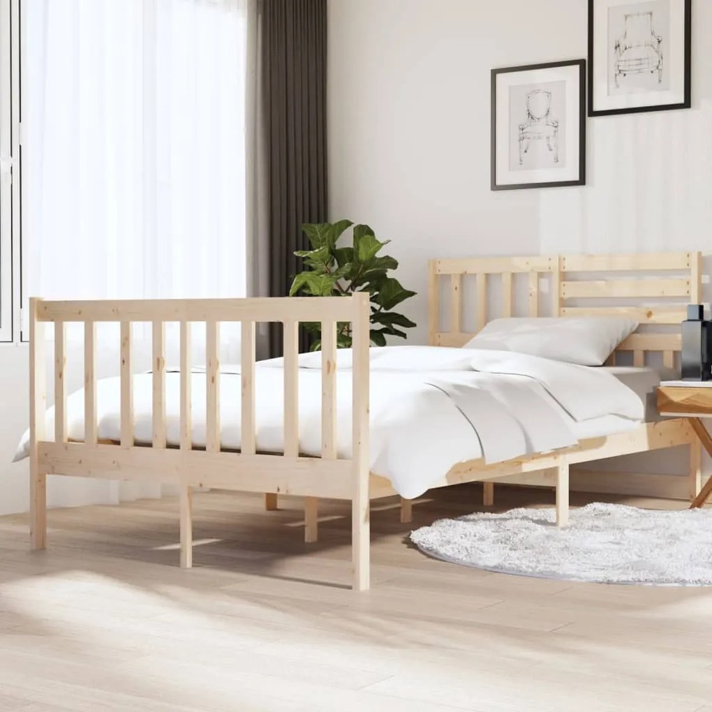 vidaXL Estrutura de cama pequena casal 120x190 cm pinho maciço