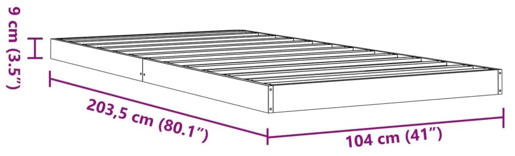 Estrutura de cama 100x200 cm madeira pinho maciça castanho cera