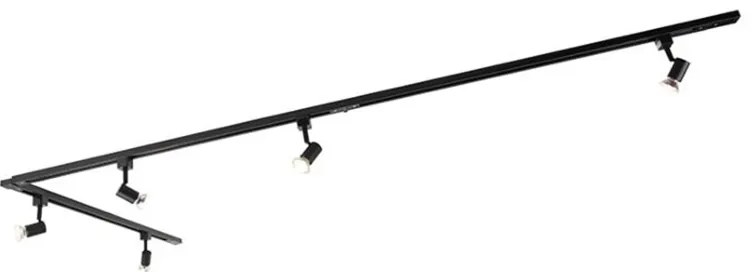 Sistema de calhas moderno com 5 focos monofásicos preto - Jeany