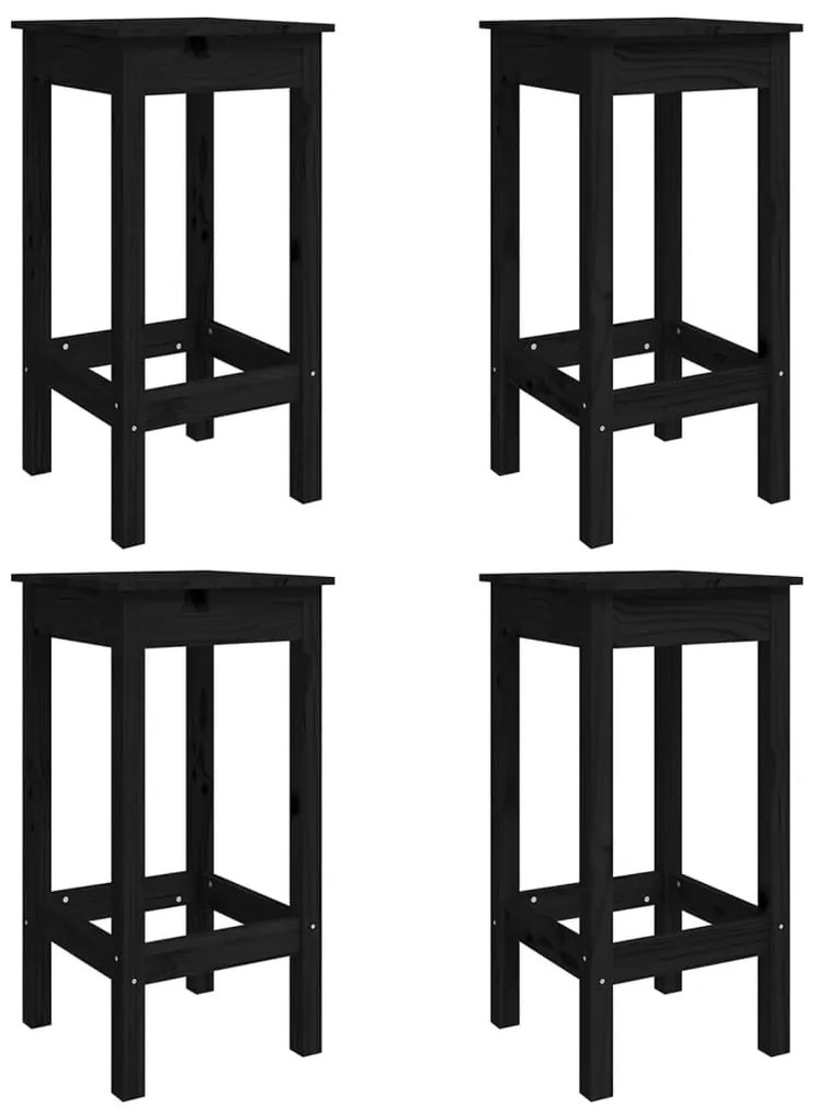 5 pcs conjunto de bar para jardim pinho maciço preto