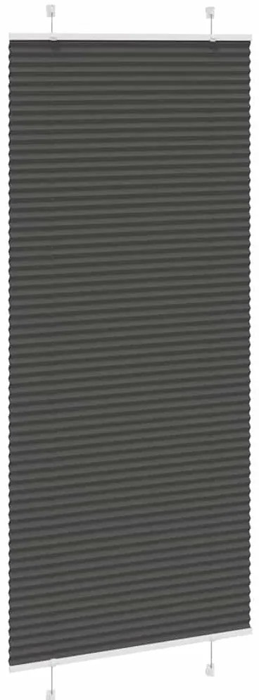 Preto Plissada Cega 85x200 cm Largura Tecido 84,4 cm Poliéster