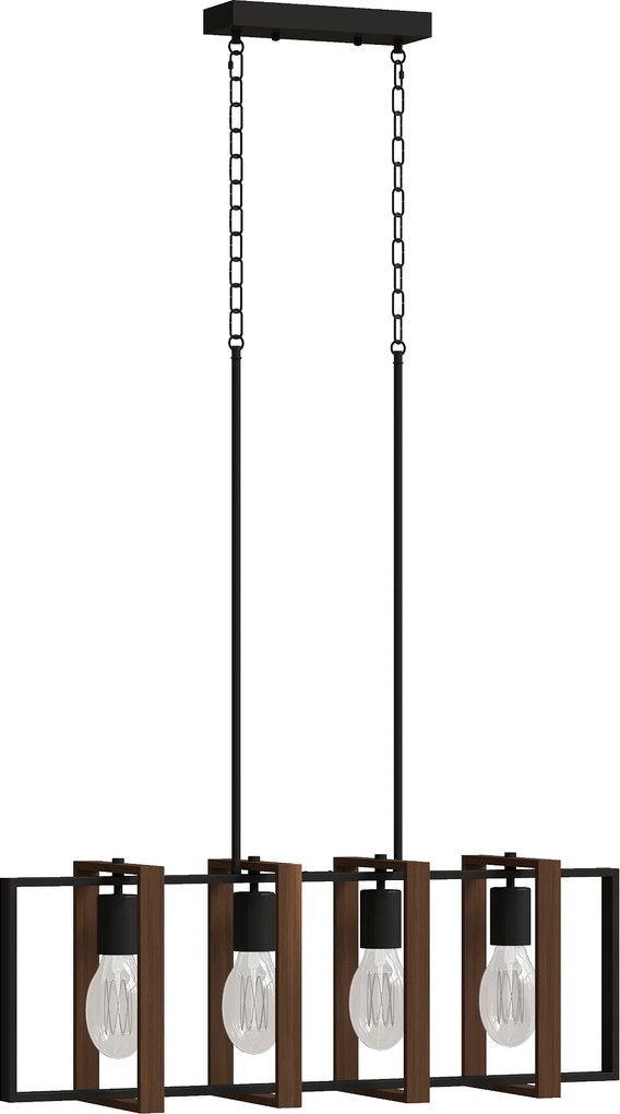 HOMCOM Luminária pendente moderna, lustre de teto com 4 quadros rotativos e altura regulável, 80 x 21 x 90-130 cm, nogueira | Aosom Portugal