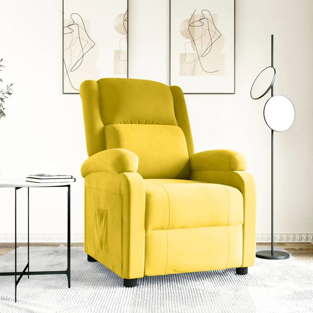 Poltrona reclinável veludo amarelo