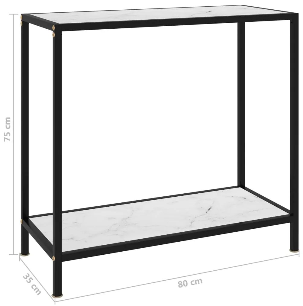 Mesa consola 80x35x75 cm vidro temperado branco