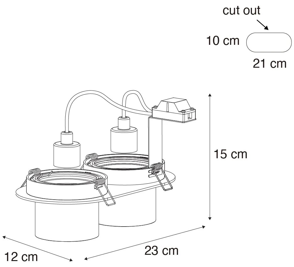 Conjunto de 6 focos embutidos pretos GU10 70mm inclináveis 2-Light - Installa
