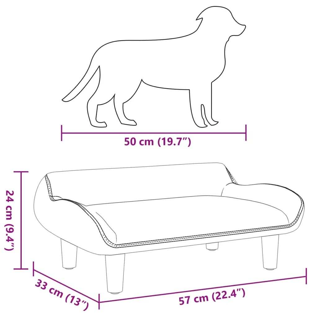 Cama para cães 70x40x24 cm veludo castanho