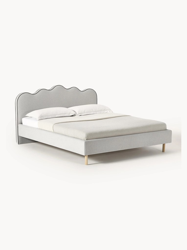 Upholstered Bed Romy with Wavy Headboard
