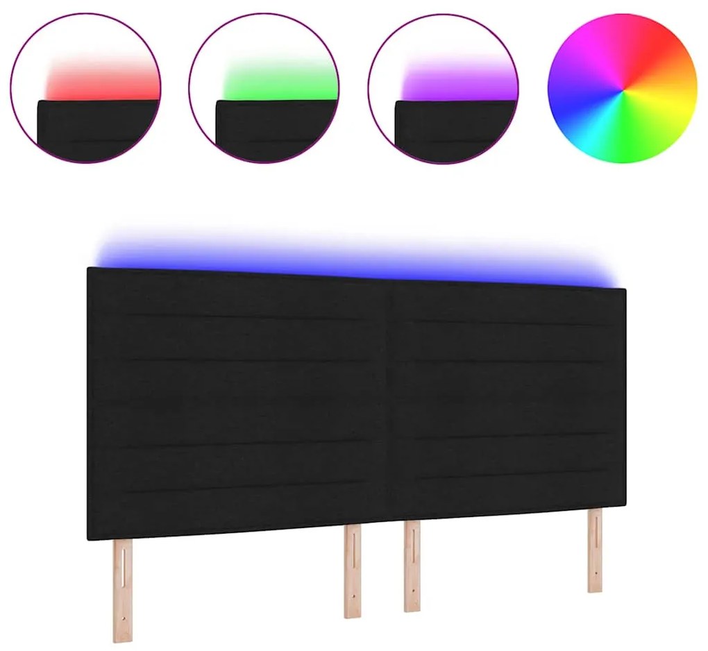 Cabeceira LED Design Lines Preta 100 cm Tecido