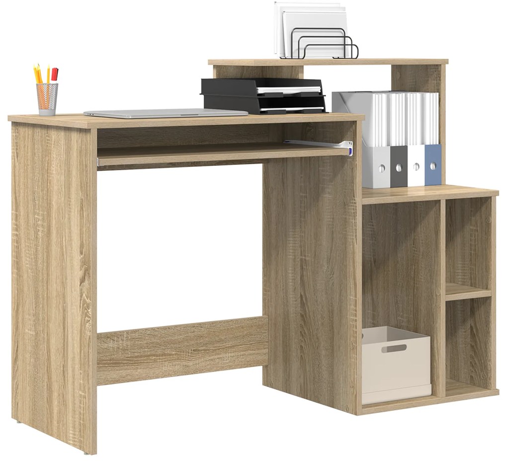 Mesa com Armazenamento Carvalho Sonoma 120.5x44x88.5 cm Madeira Proces