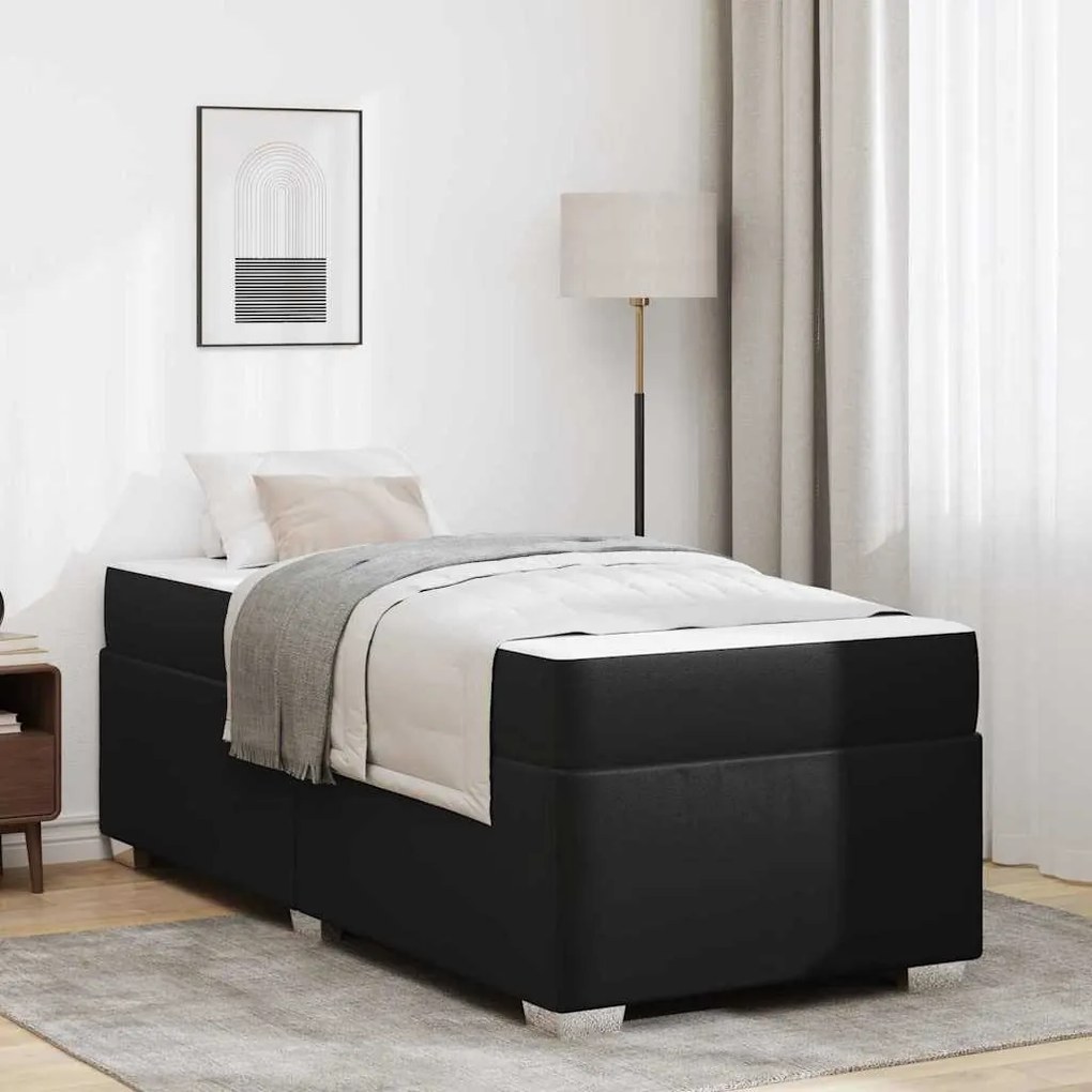 vidaXL Estrutura da Cama com colchão Preto 90 x 190 cm tecido