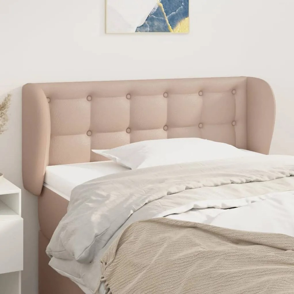 Cabeceira cama abas couro artificial 93x23x78/88 cm cappuccino