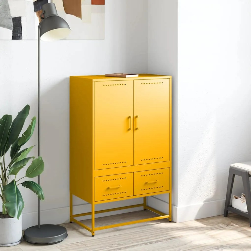 Móvel alto 68x39x111,5 cm aço amarelo mostarda
