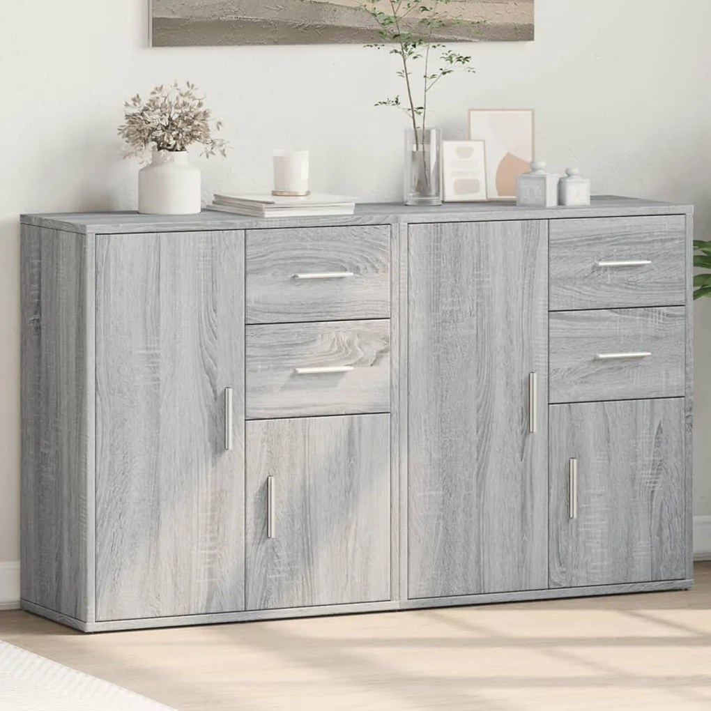 vidaXL Aparadores 2 pcs 60x31x70 cm derivados madeira cinzento sonoma