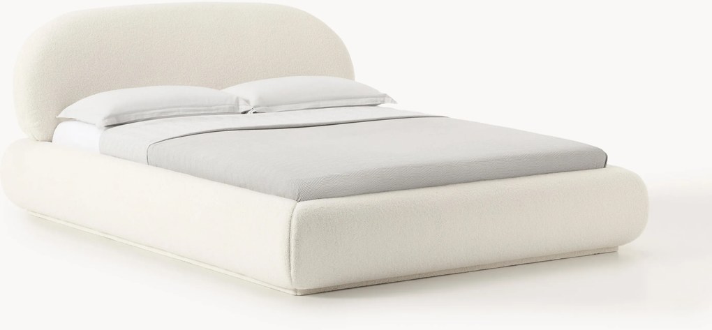 Cama estofada em teddy com arrumação Alba