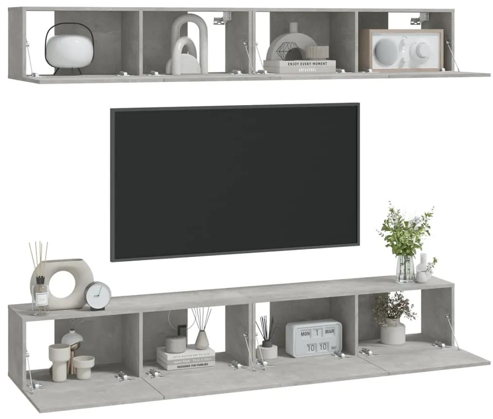 Móveis de TV para parede 4 pcs 100x30x30 cm cinza cimento