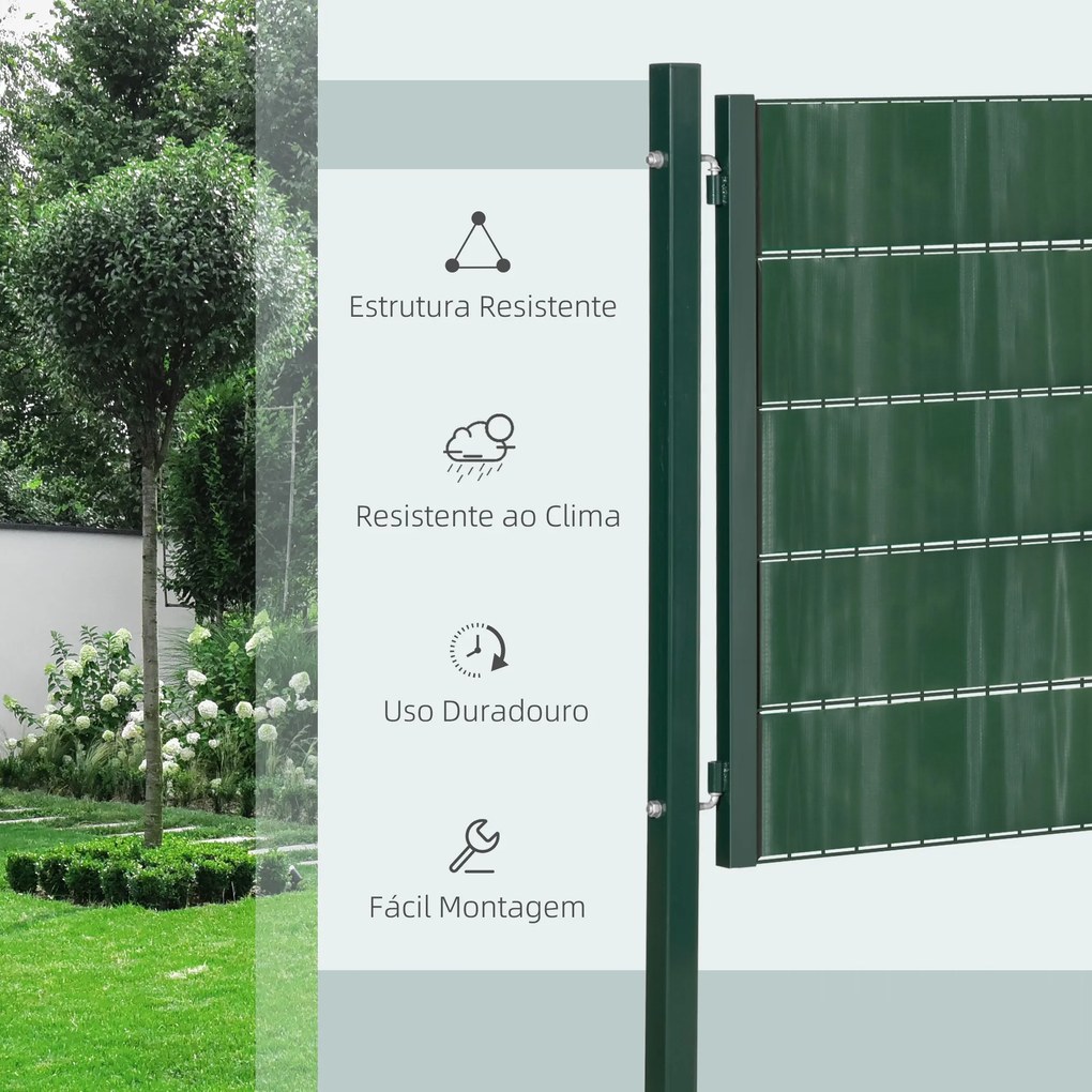 HOMCOM Porta de Vedação de Jardim Aço com Tecido Opaco Maçaneta de Fechadura 3 3 Chaves Porta de Vedação para Exterior Pátio Terraço 97x150cm Verde