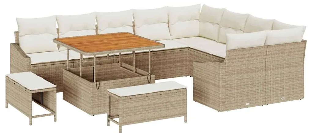 Conjunto de Sofás para Jardim vidaXL de 12 Peças com Almofadas em Ratt