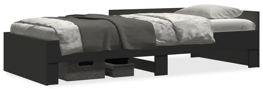 Estrutura de cama 75x190 cm derivados de madeira preto