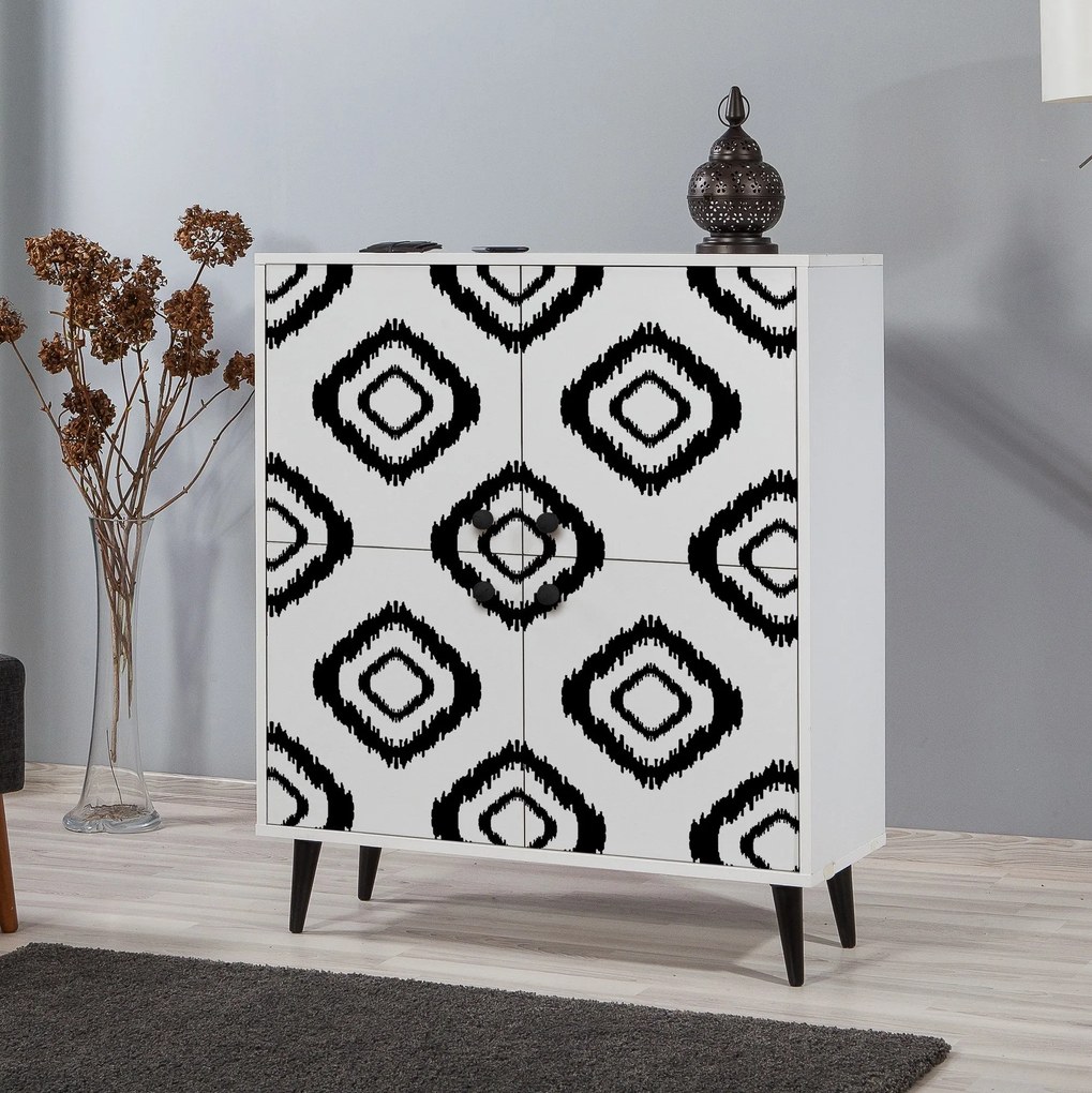 Armário Multiuso Multilux – Branco/Preto – 95x111x36 cm