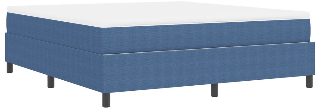 Cama Box com Colchão Azul, Super King, em Tecido Corduroy