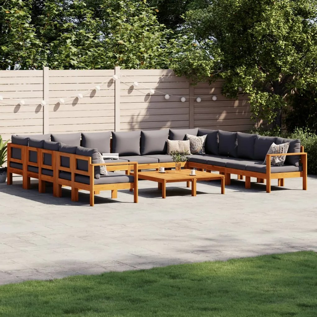 vidaXL 10 pcs conjunto de sofás de jardim com almofadões acácia maciça