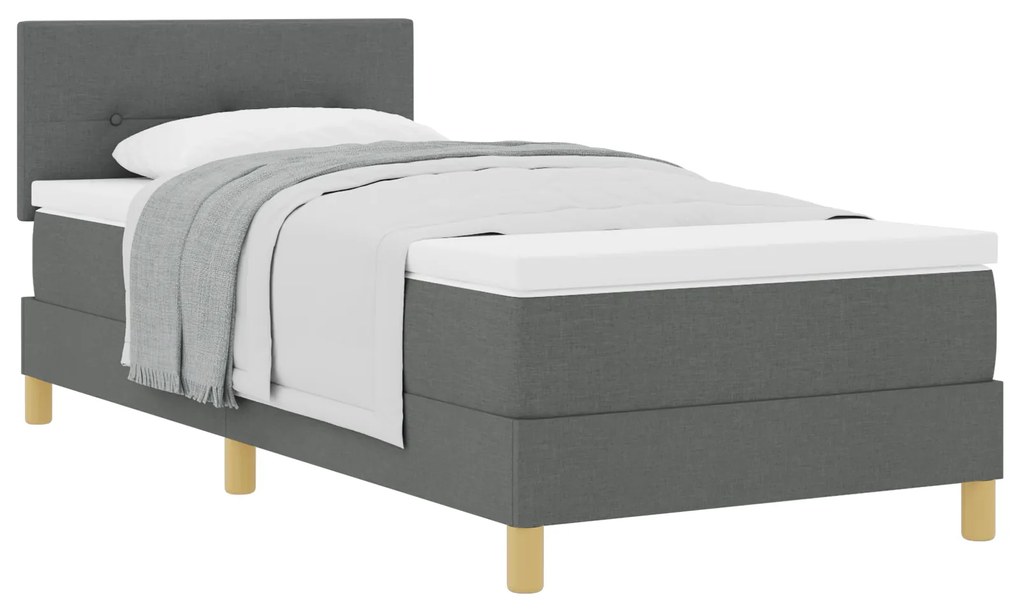 Cama Box Spring com Colchão Cinza Escuro 90x190 cm Tecido