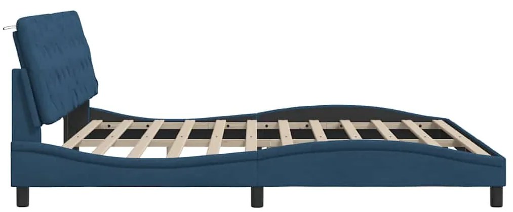 Estrutura de cama sem colchão 200x200 cm tecido azul