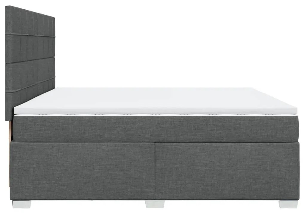 Cama com molas/colchão 200x200 cm tecido cinzento-escuro