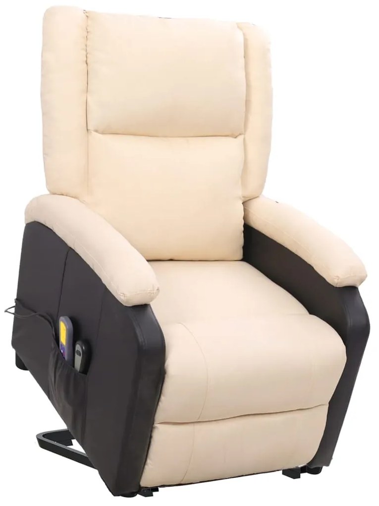 329522 vidaXL Poltrona de massagens tecido cor creme