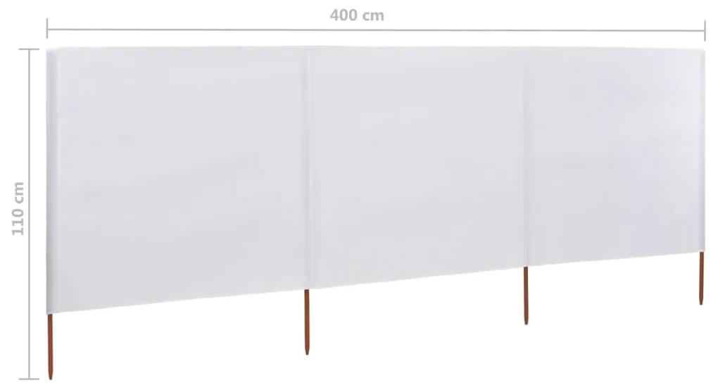 Para-vento com 3 painéis 400x80 cm tecido branco areia