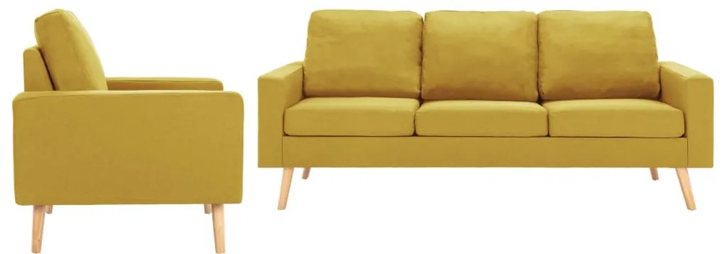 2 pcs conjunto de sofás tecido amarelo