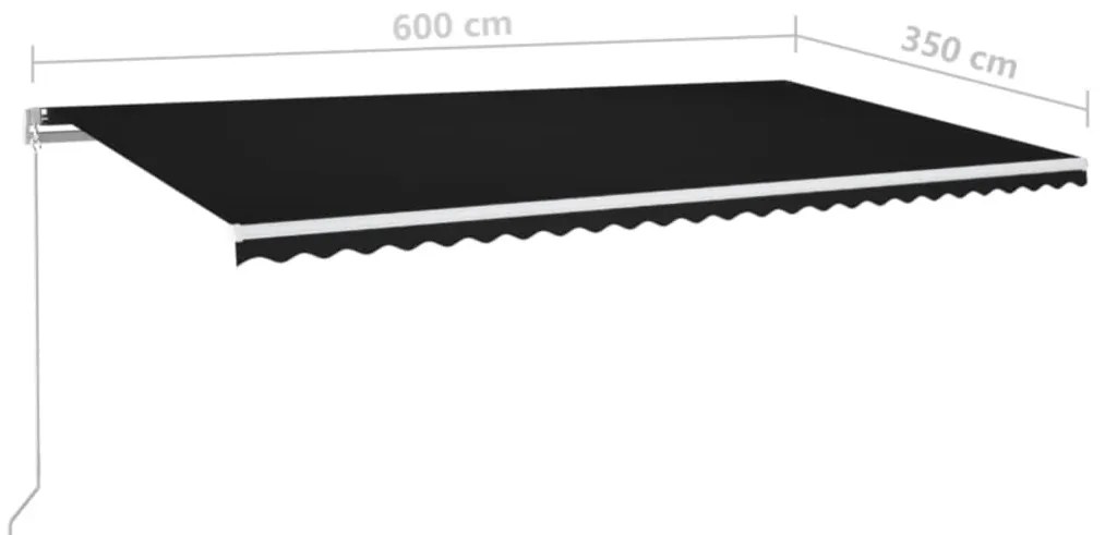 Toldo retrátil manual com LED 600x350 cm antracite