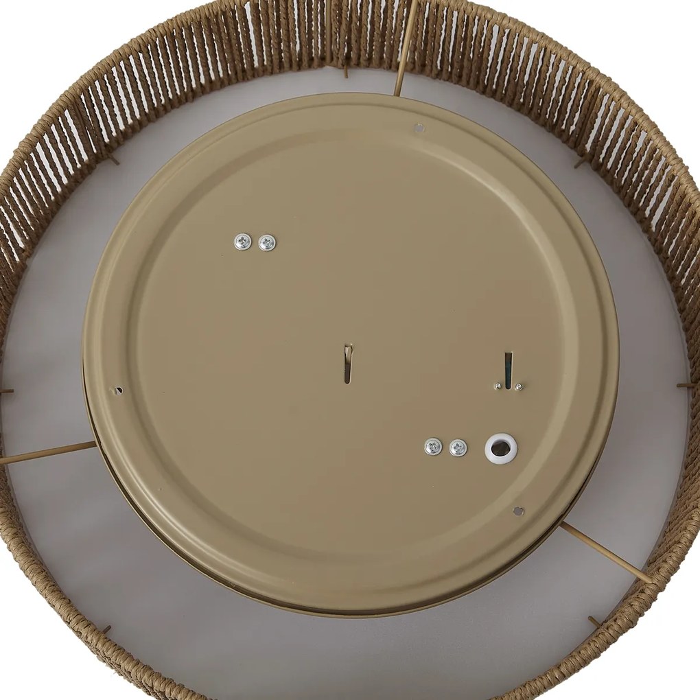 Plafon de teto Japandi natural com abajur 38cm 2-luzes - Luz