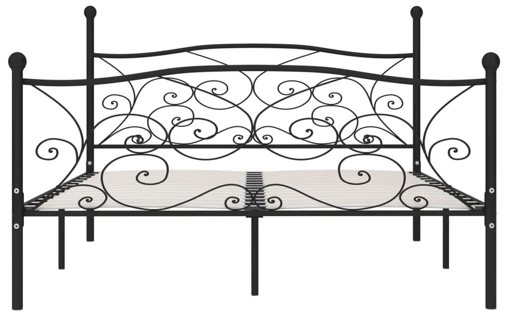 Estrutura de cama com estrado de ripas 200x200 cm metal preto