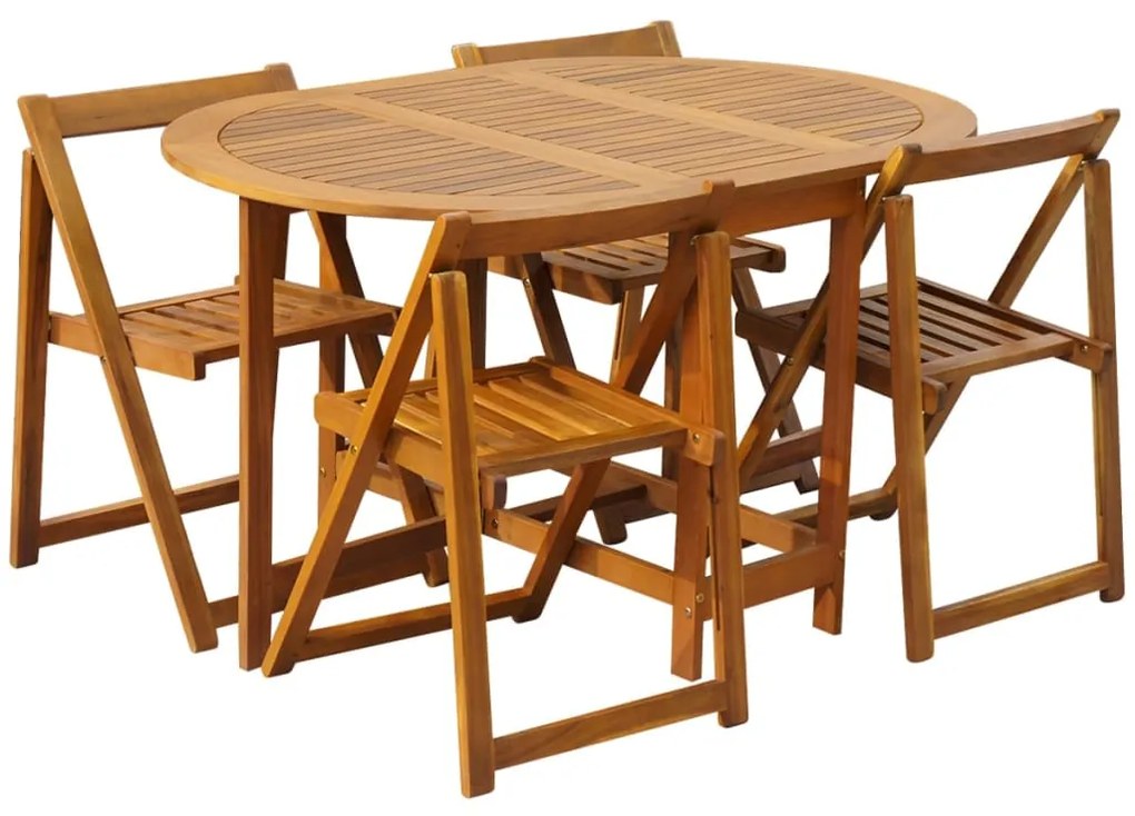 Conjunto de jantar dobrável p/ exterior 5 pcs acácia maciça