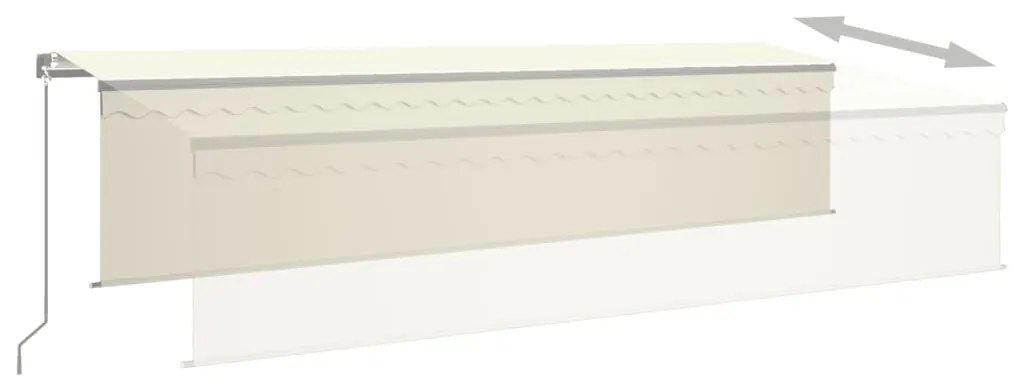 Toldo retrátil manual com estore/LED 6x3 m cor creme