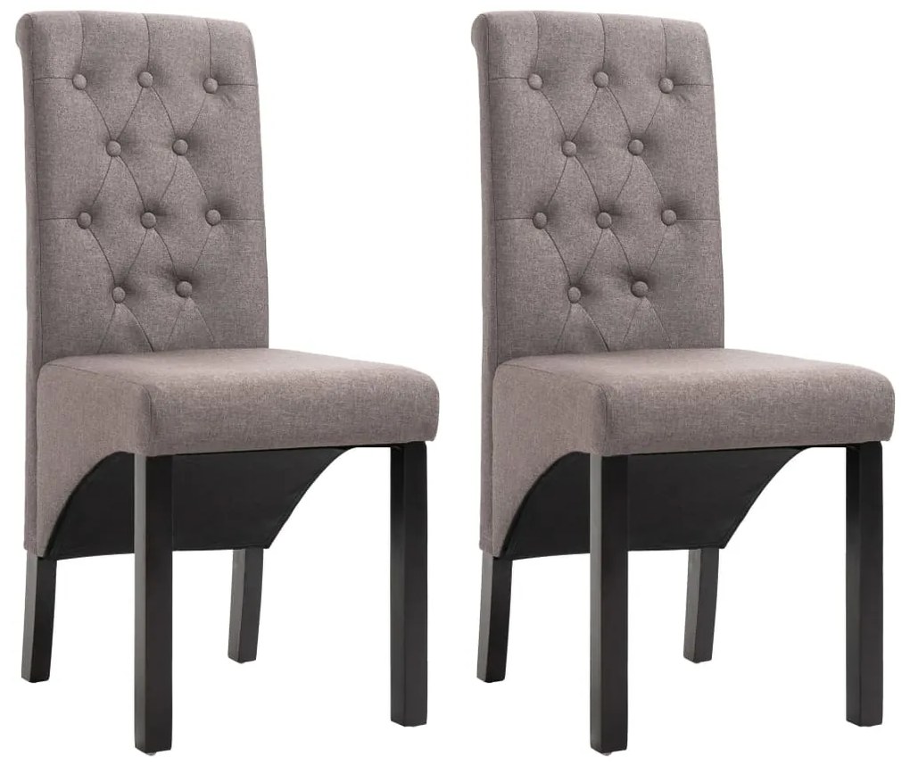 vidaXL Cadeiras de jantar 2 pcs tecido cinzento-acastanhado