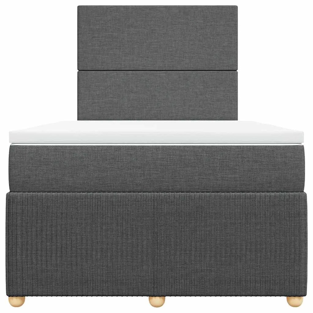 Cama boxspring com colchão 120x190 cm tecido cinzento-escuro